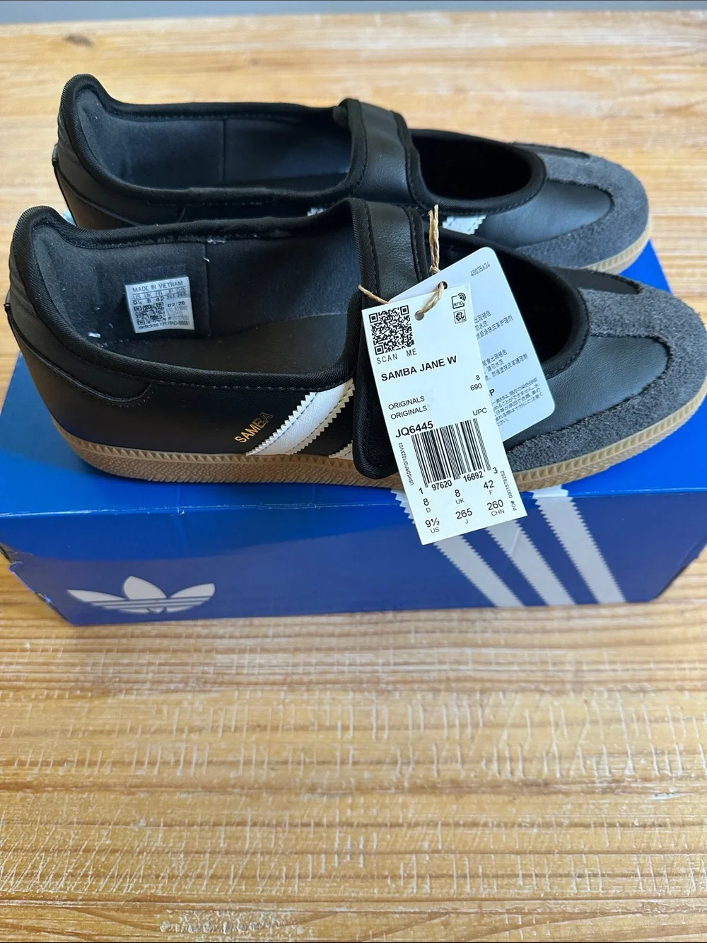 Adidas Black & White Women's Samba Mary Jane Sneakers with Velcro Strap - Picture 2 of 7